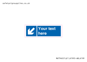 Custom Mandatory directional sign, blue arrow down and left